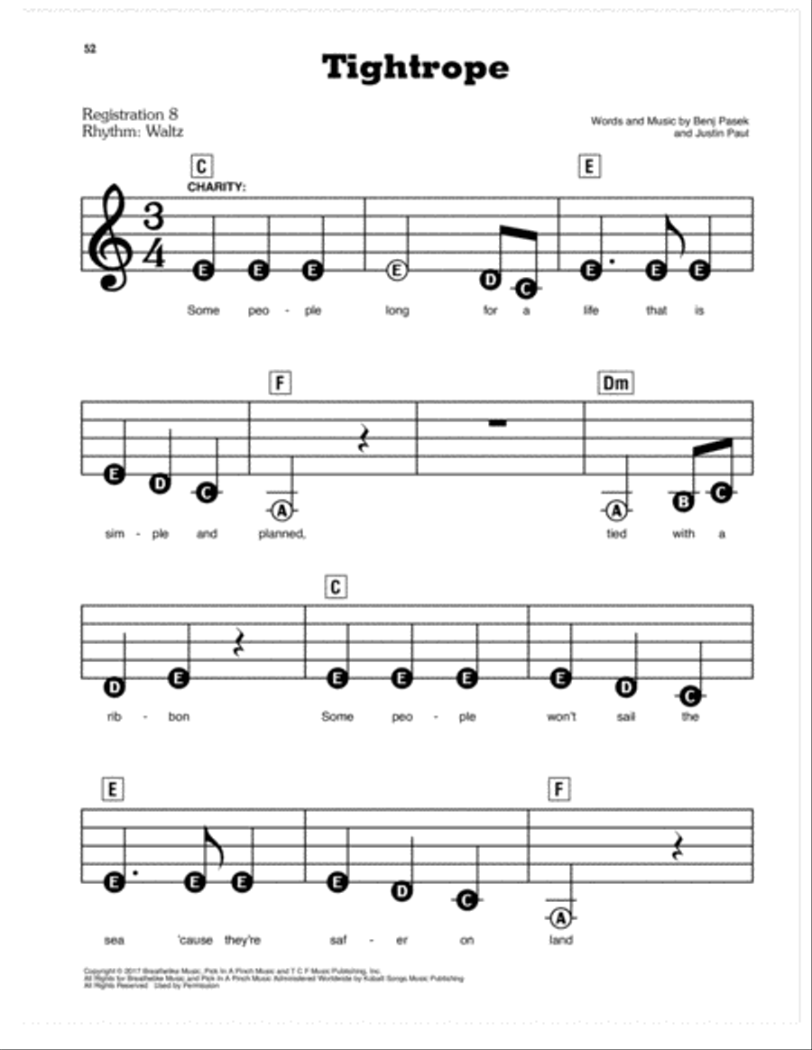 Tightrope (from The Greatest Showman) School and Community scores gallery preview page 1