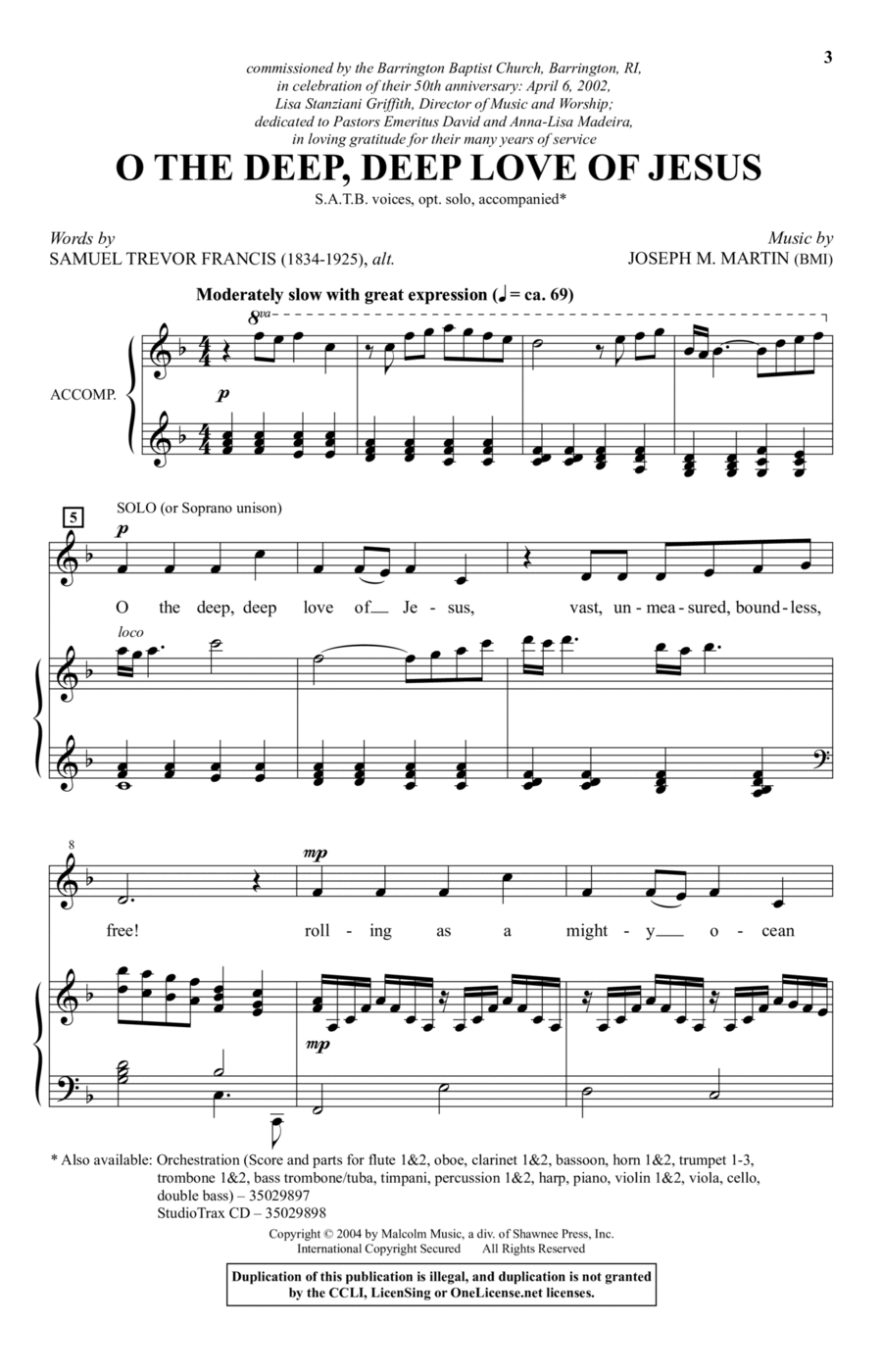 O The Deep, Deep Love Of Jesus 4-Part scores gallery preview page 1
