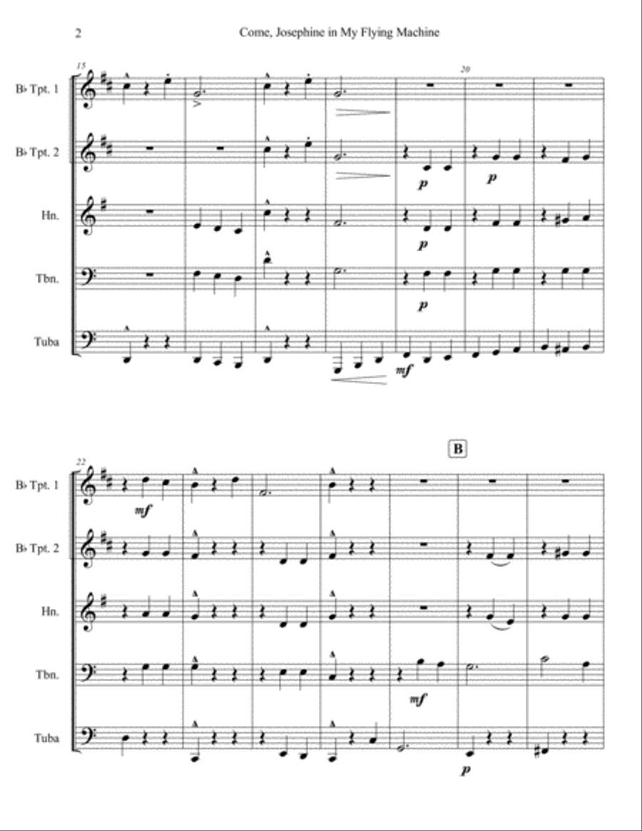 Come, Josephine in My Flying Machine Brass Ensemble scores gallery preview page 3