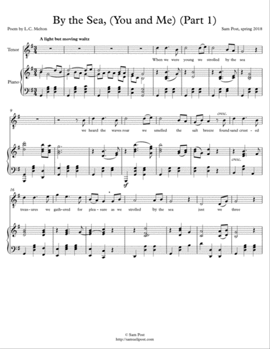 By The Sea, op. 29 Tenor Voice scores gallery preview page 1