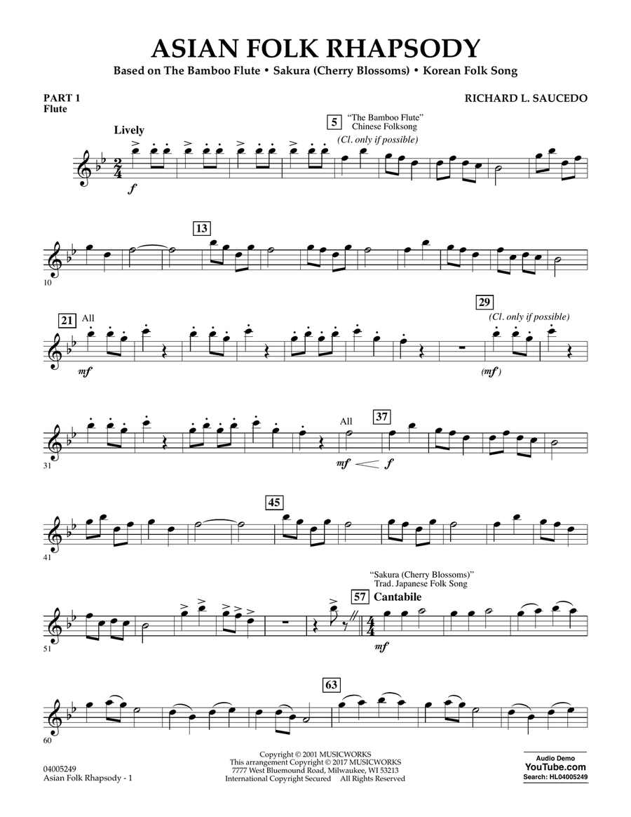 Asian Folk Rhapsody - Pt.1 - Flute Concert Band scores gallery preview page 1