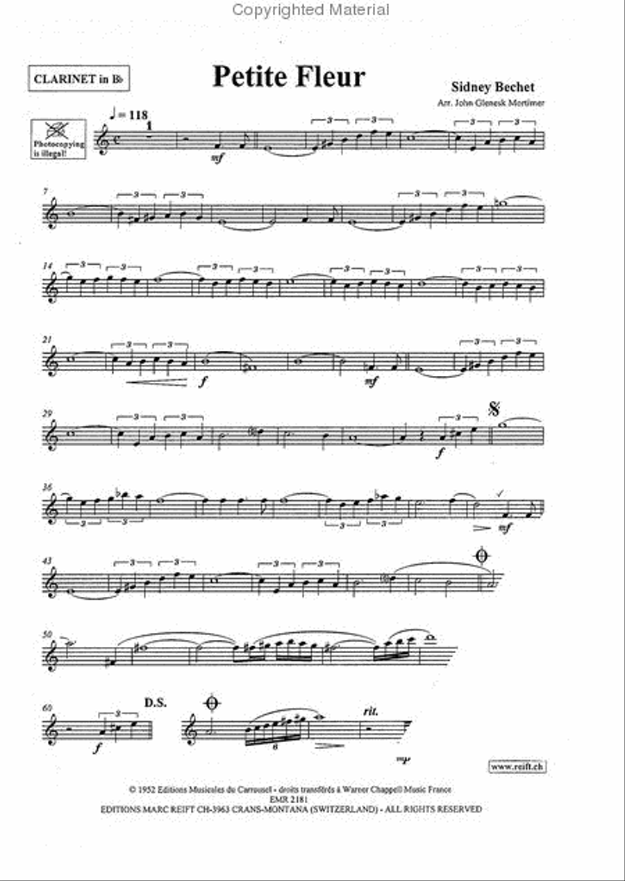 Petite Fleur Clarinet Solo scores gallery preview page 3