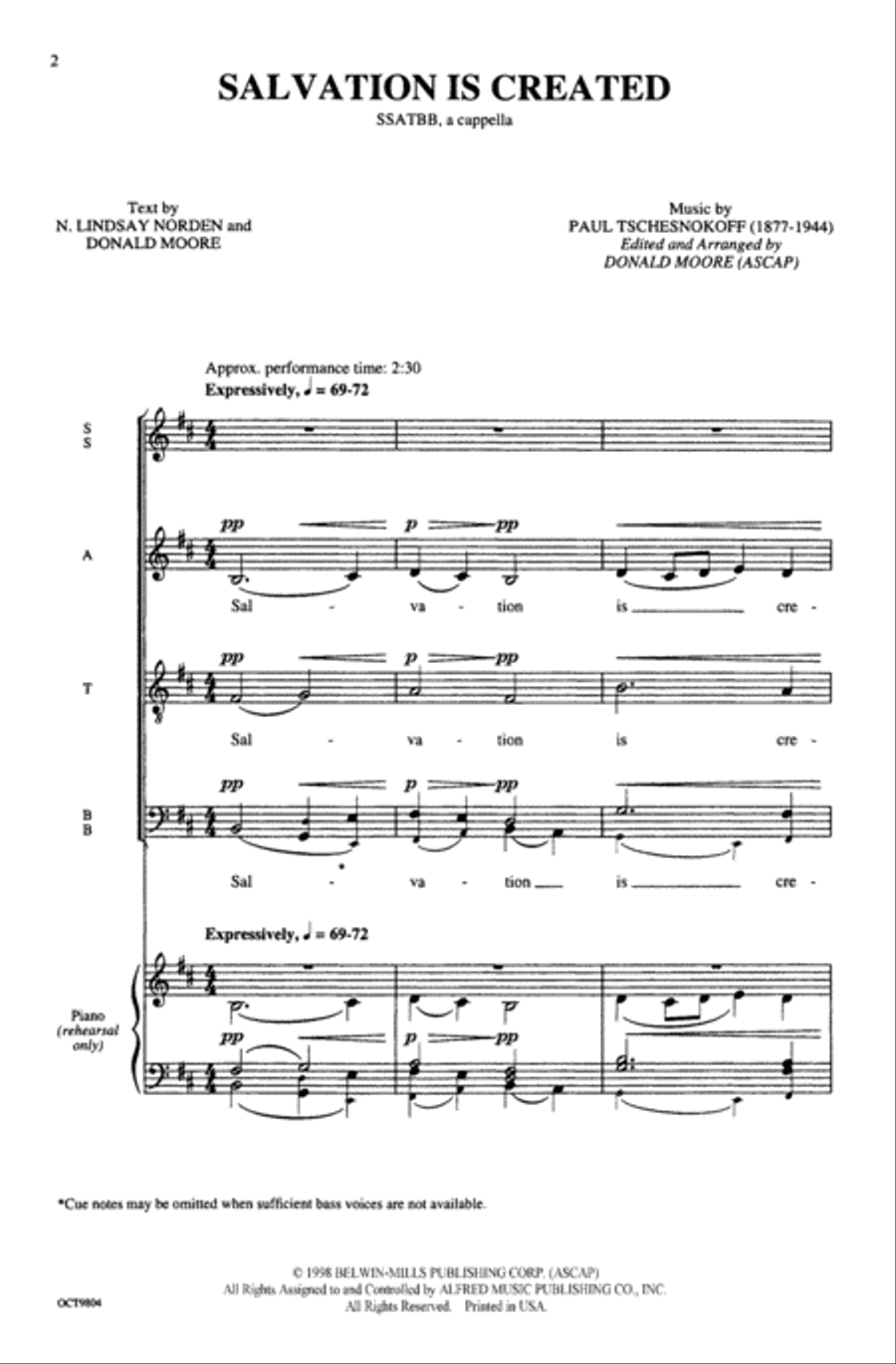 Salvation Is Created A Cappella scores gallery preview page 1