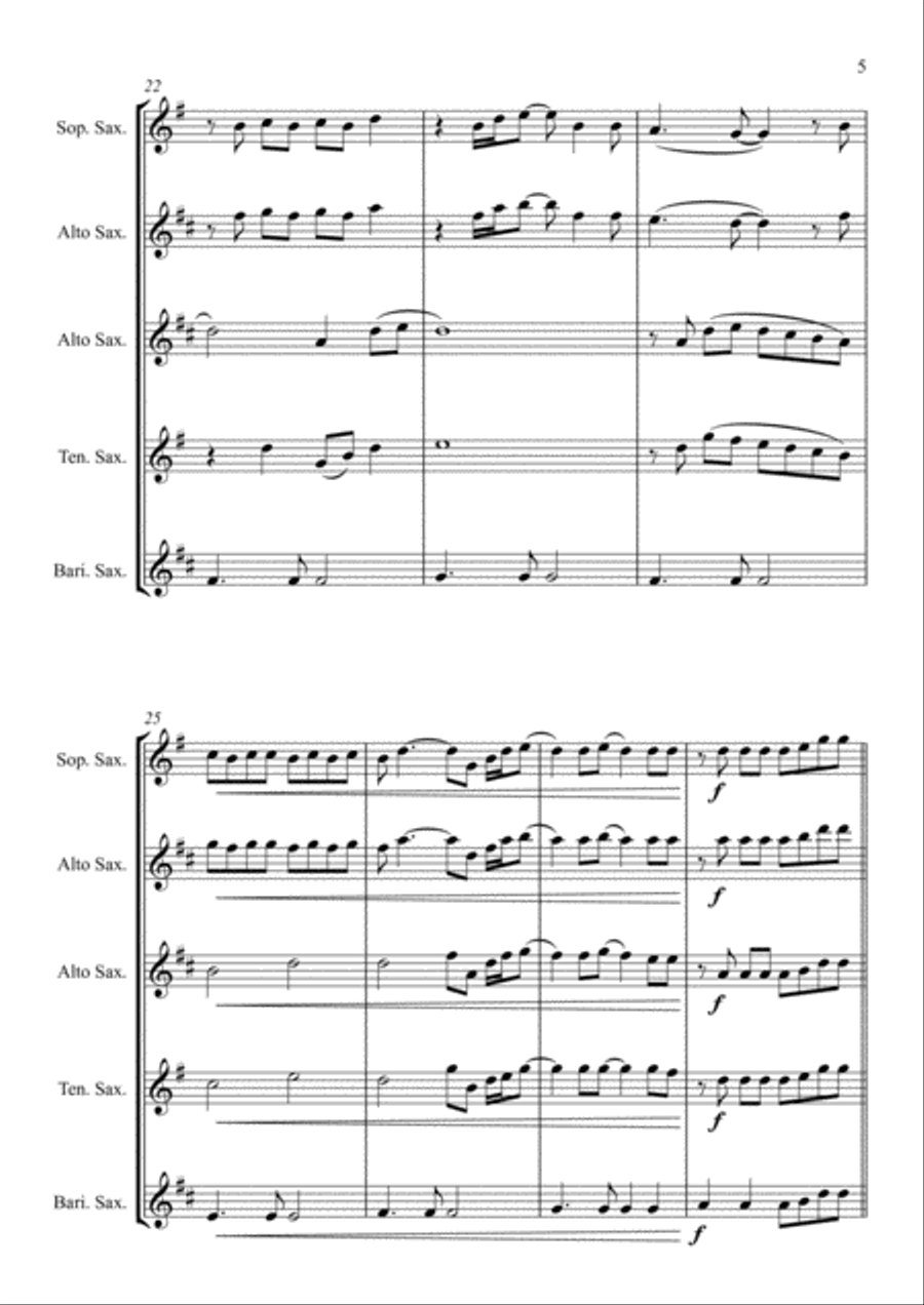 Man In The Mirror Saxophone Quartet scores gallery preview page 5