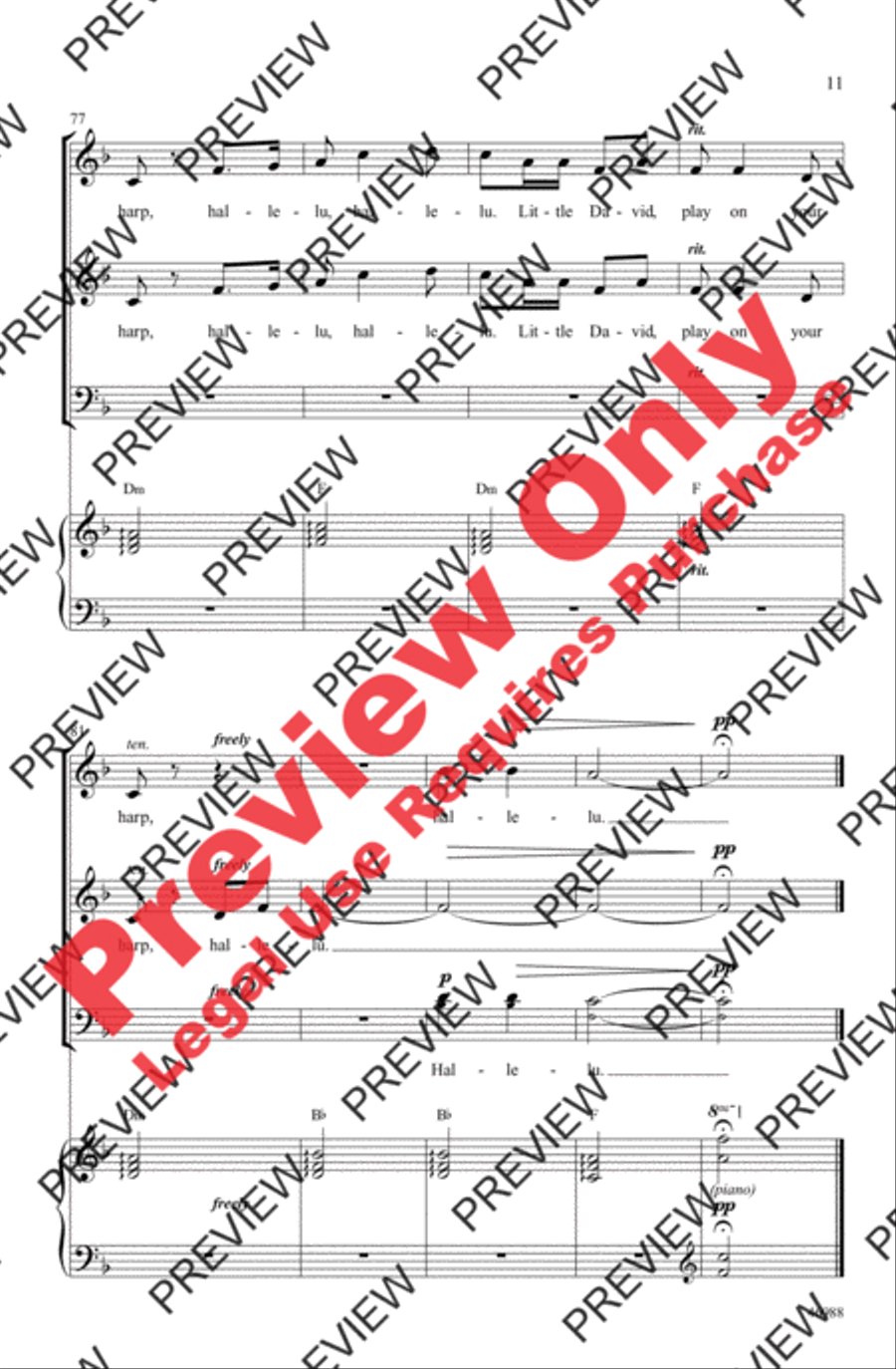 Little David, Play on Your Harp 3-Part scores gallery preview page 11
