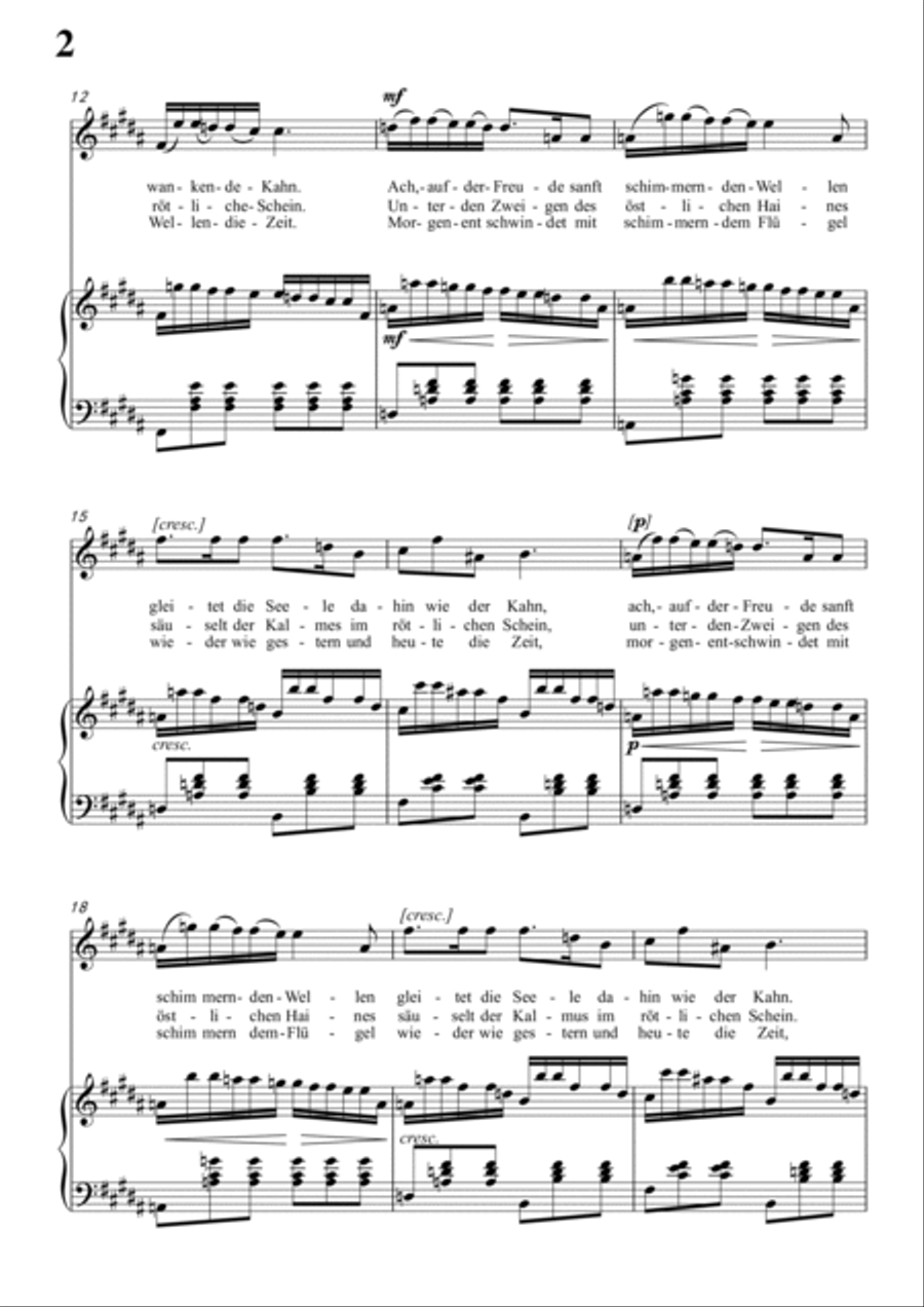 Schubert-Auf dem Wasser zu singen inB for Vocal and Piano Voice scores gallery preview page 3