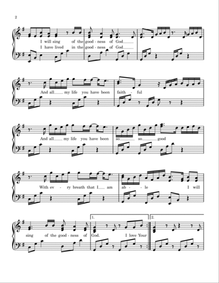 Goodness Of God Goodness Of God Piano Solo scores gallery preview page 2