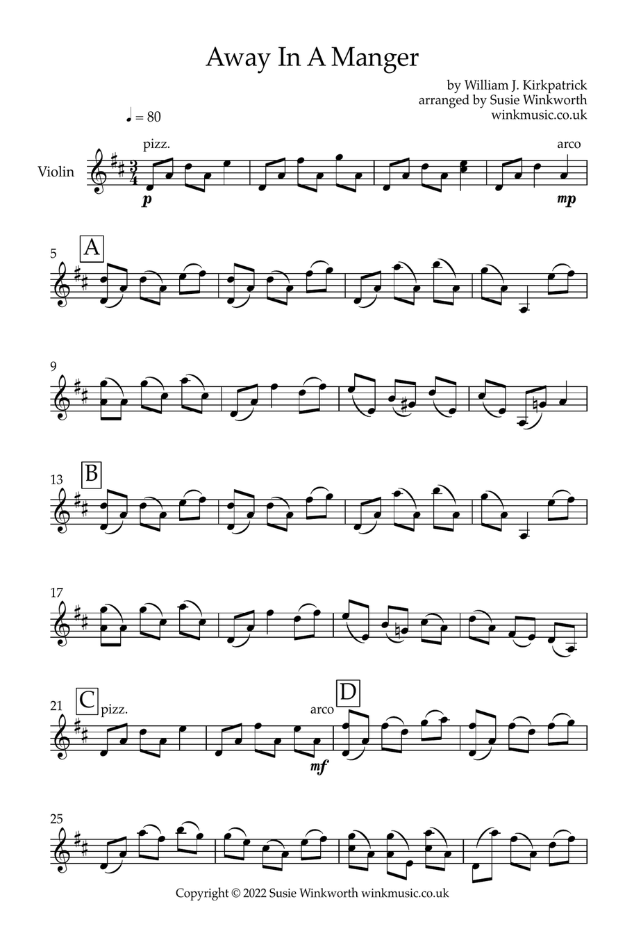 Traditional Christmas Carols for solo violin, Book 1 Violin Solo scores gallery preview page 5