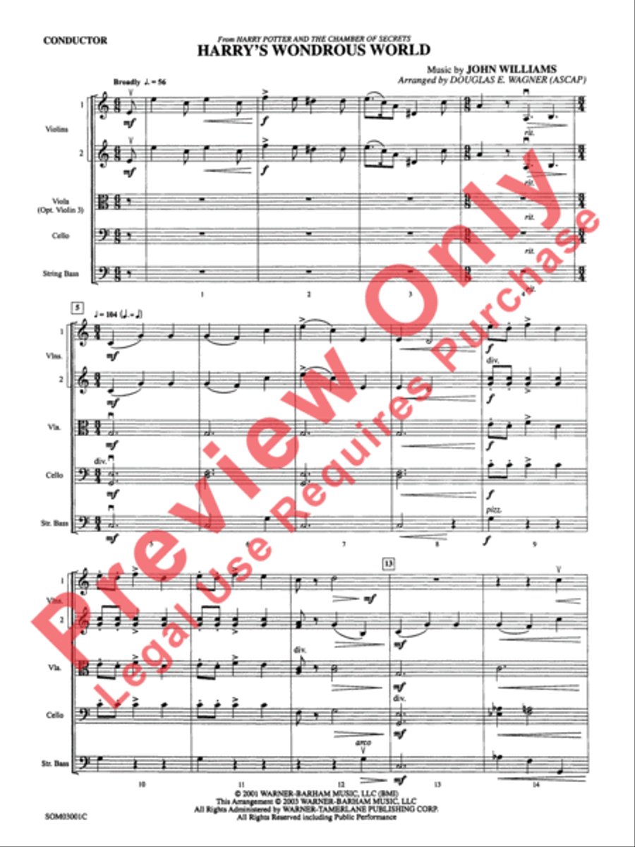 Harry's Wondrous World (from Harry Potter and the Chamber of Secrets) String Orchestra scores gallery preview page 4
