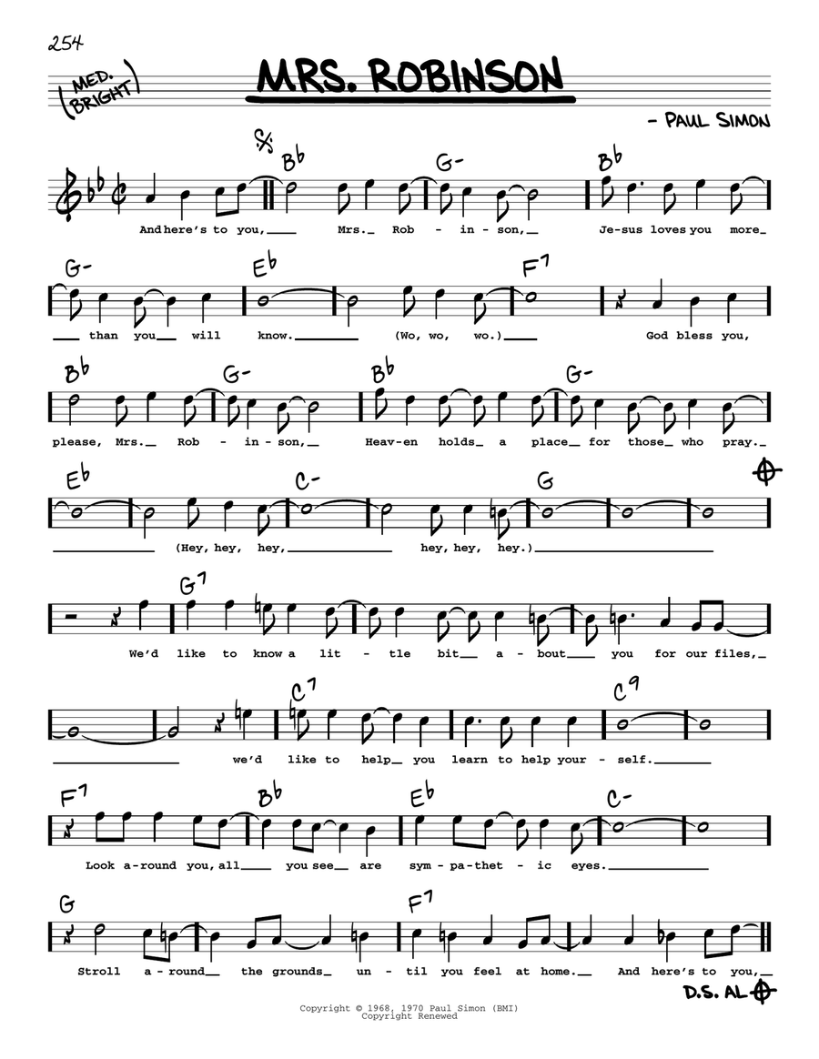Mrs. Robinson (High Voice) (from The Graduate) High Voice scores gallery preview page 1