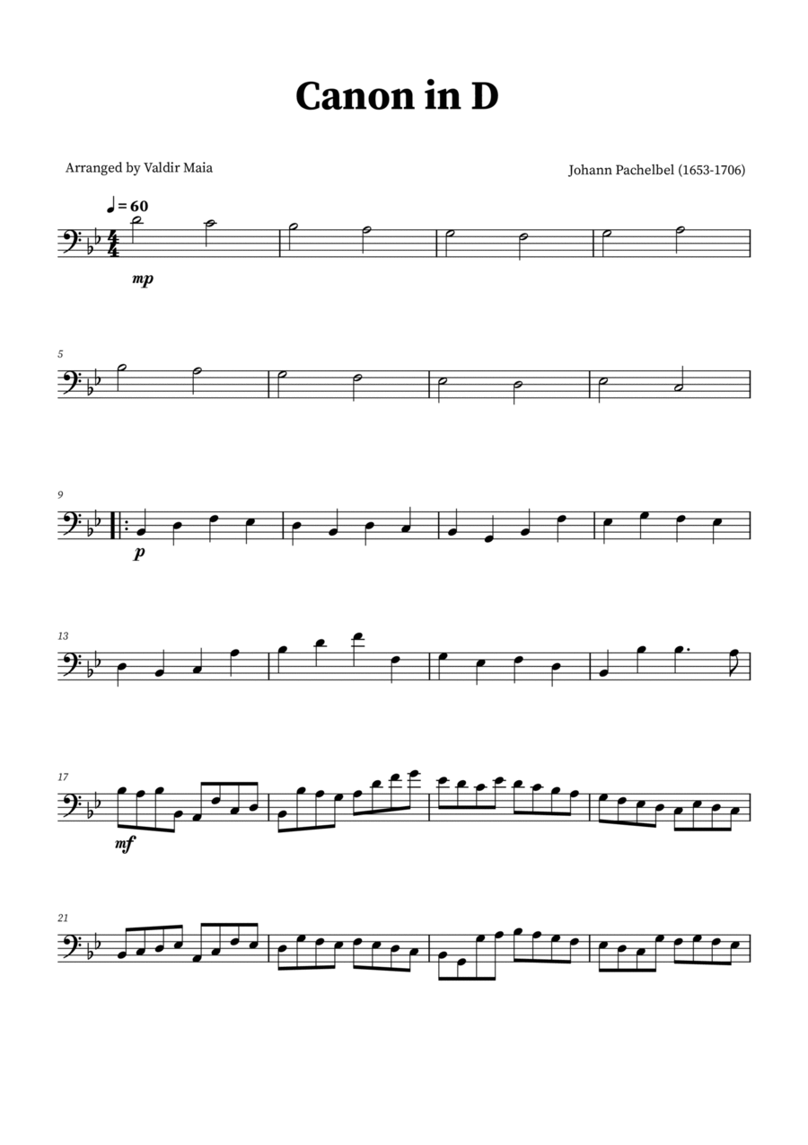 Canon in D - Trombone Solo Trombone Solo scores gallery preview page 1