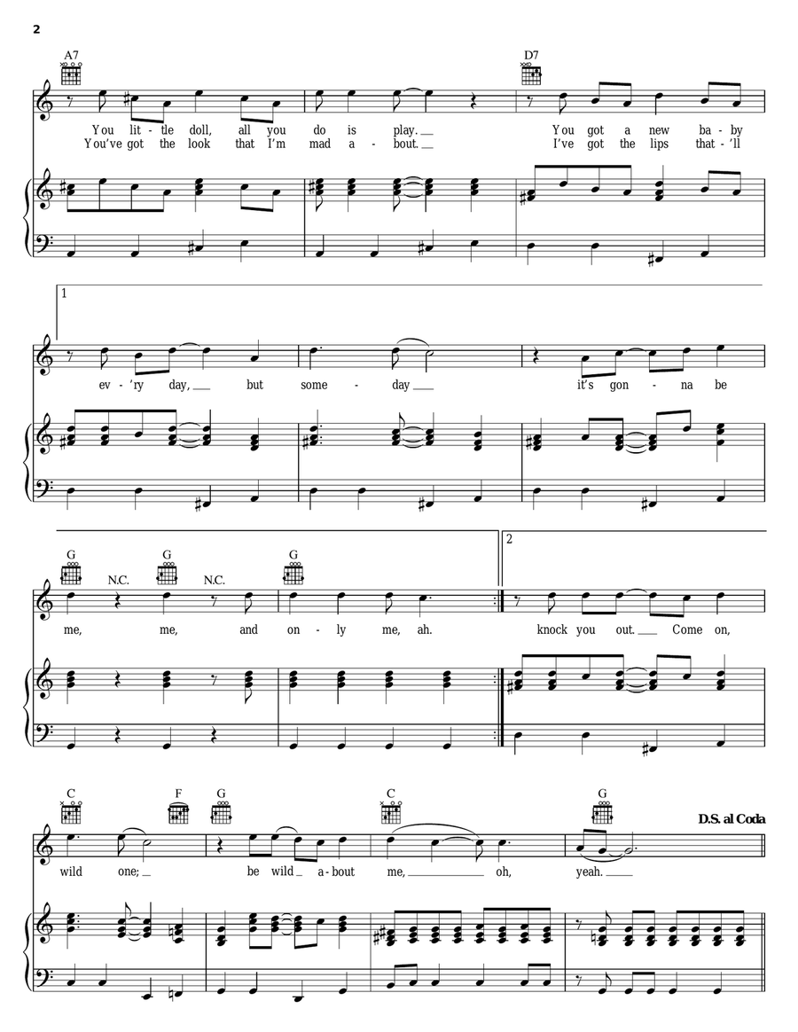 Wild One Piano, Vocal, Guitar scores gallery preview page 2