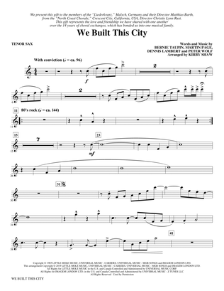Book cover for We Built This City (arr. Kirby Shaw) - Bb Tenor Saxophone