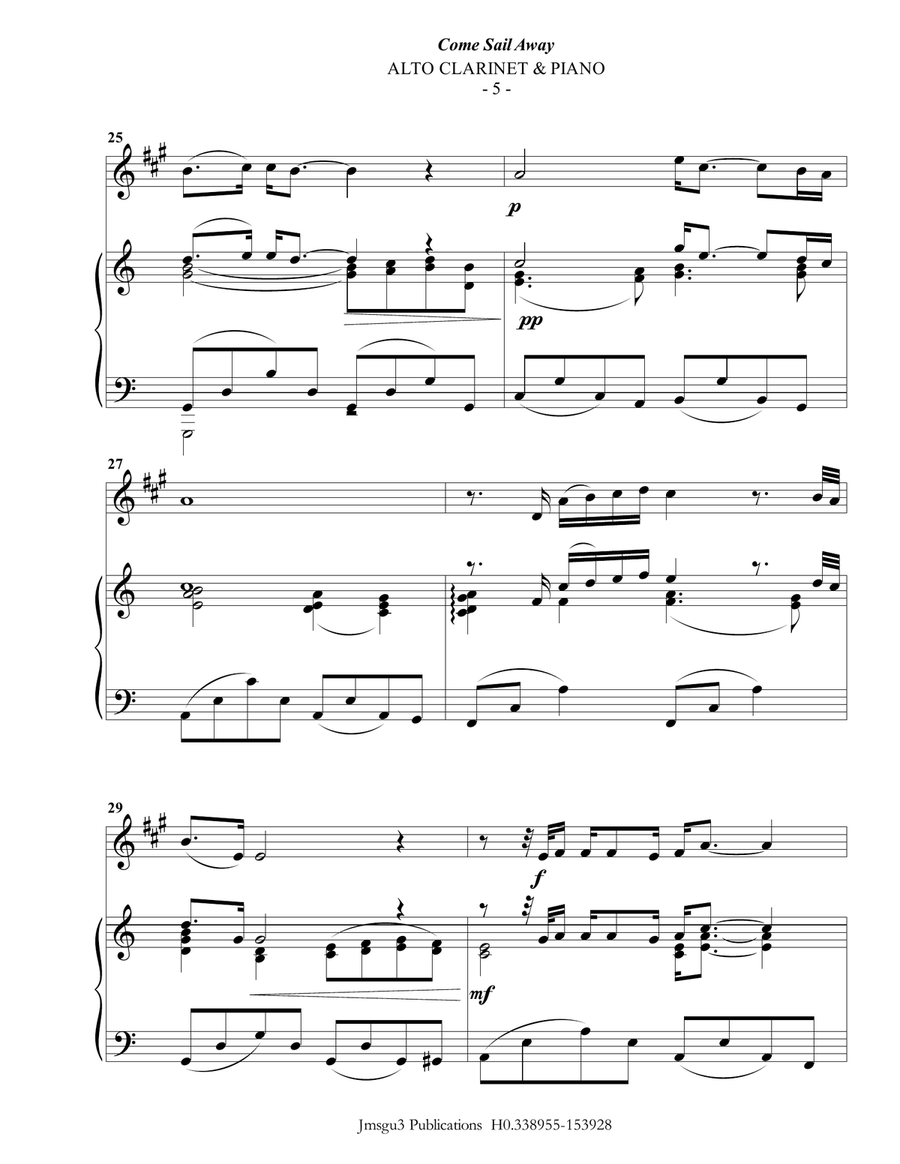 Come Sail Away E-Flat Clarinet scores gallery preview page 5