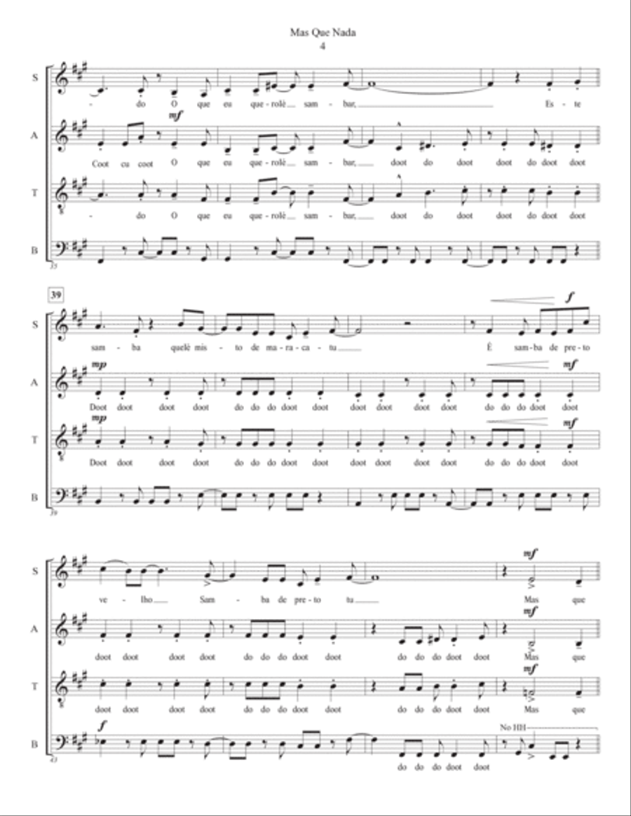 Mas Que Nada 4-Part scores gallery preview page 4