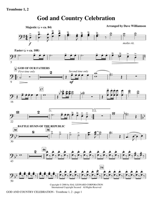 God And Country Celebration (Medley) - Trombone 1,2