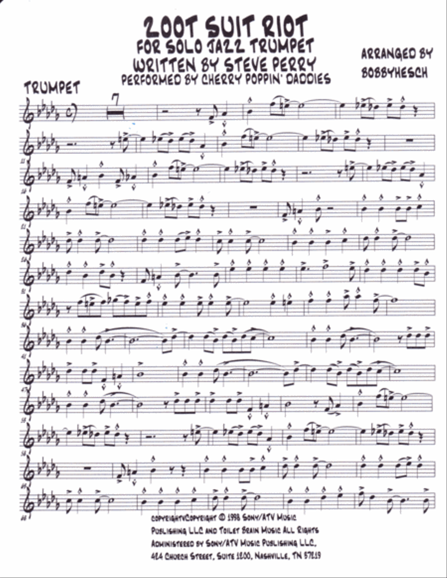 Zoot Suit Riot Trumpet Solo scores gallery preview page 2