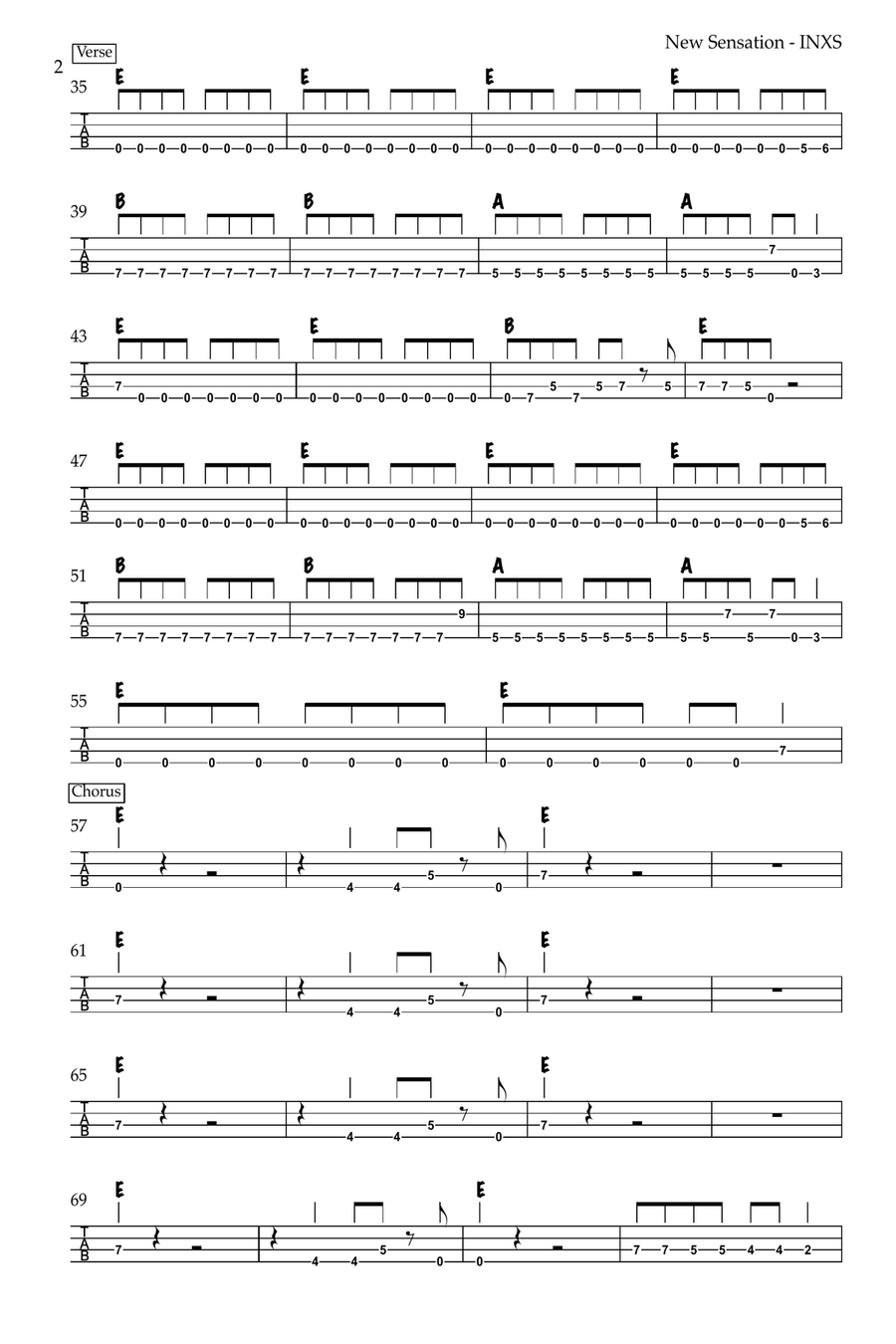 New Sensation Bass Guitar Tablature scores gallery preview page 2