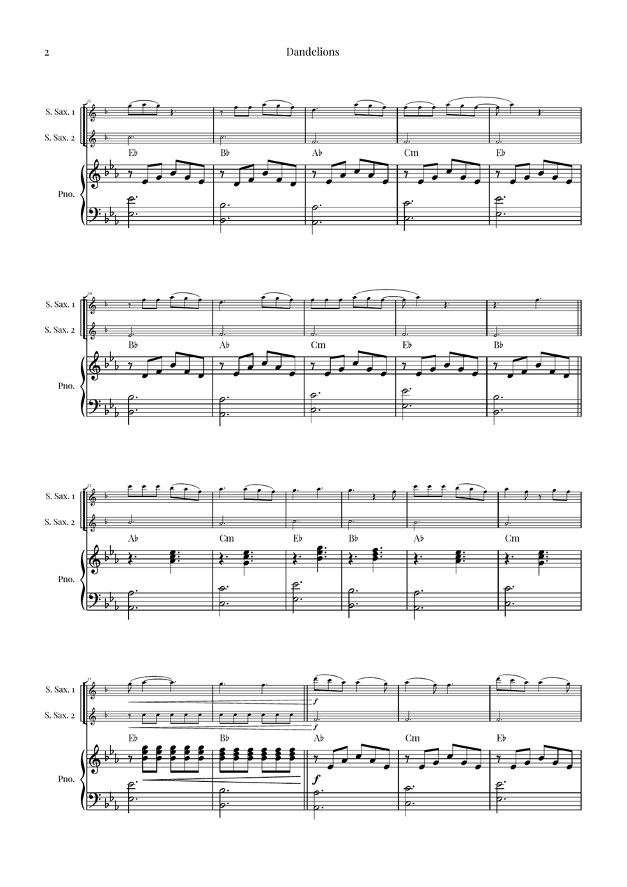 Dandelions Woodwind Duet scores gallery preview page 2