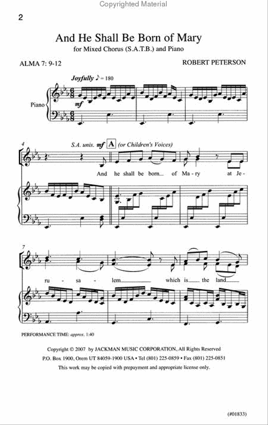 He Shall Be Born of Mary - SATB 4-Part scores gallery preview page 2
