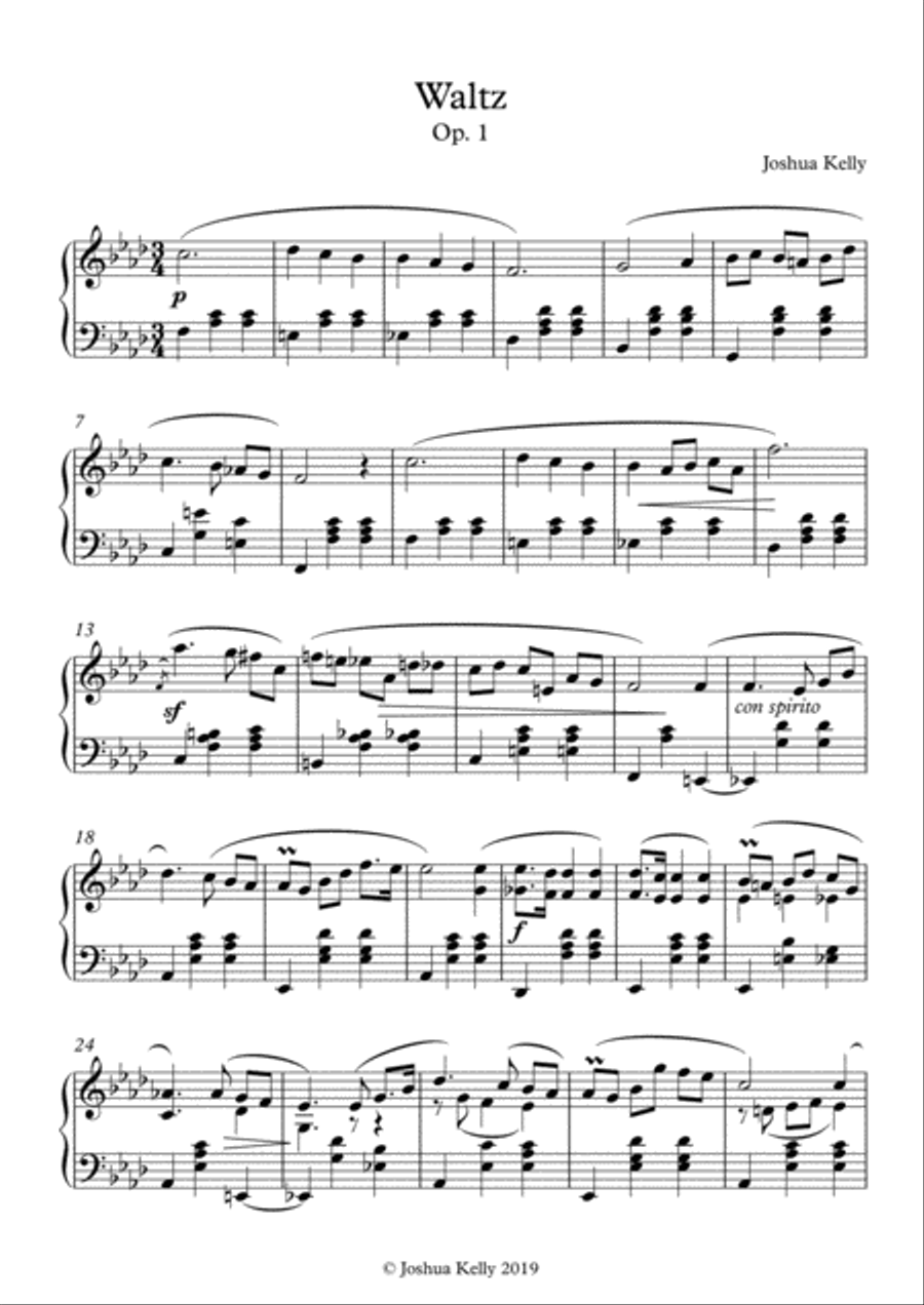 Waltz, Op. 1 Easy Piano scores gallery preview page 2