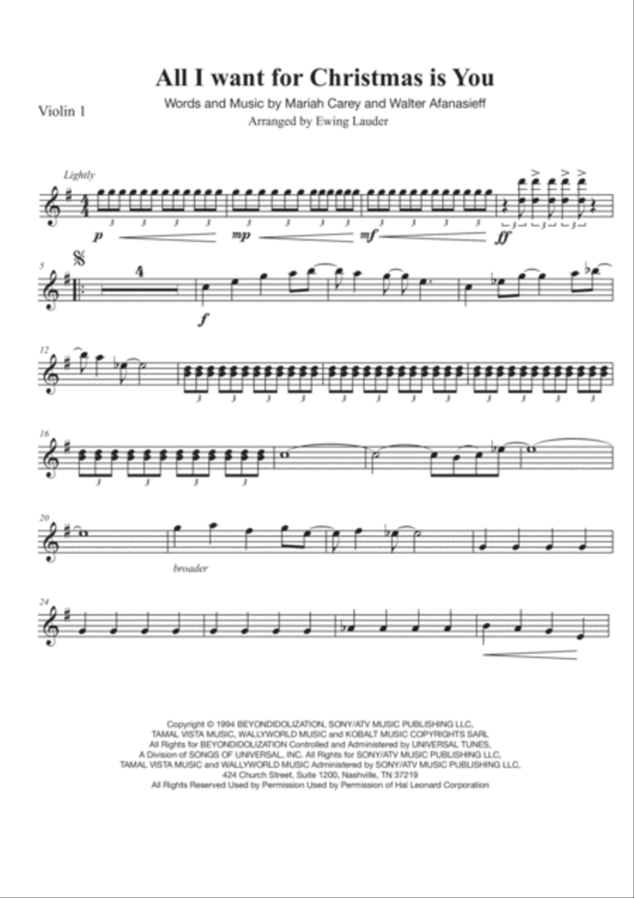 All I Want For Christmas Is You String Quartet scores gallery preview page 6