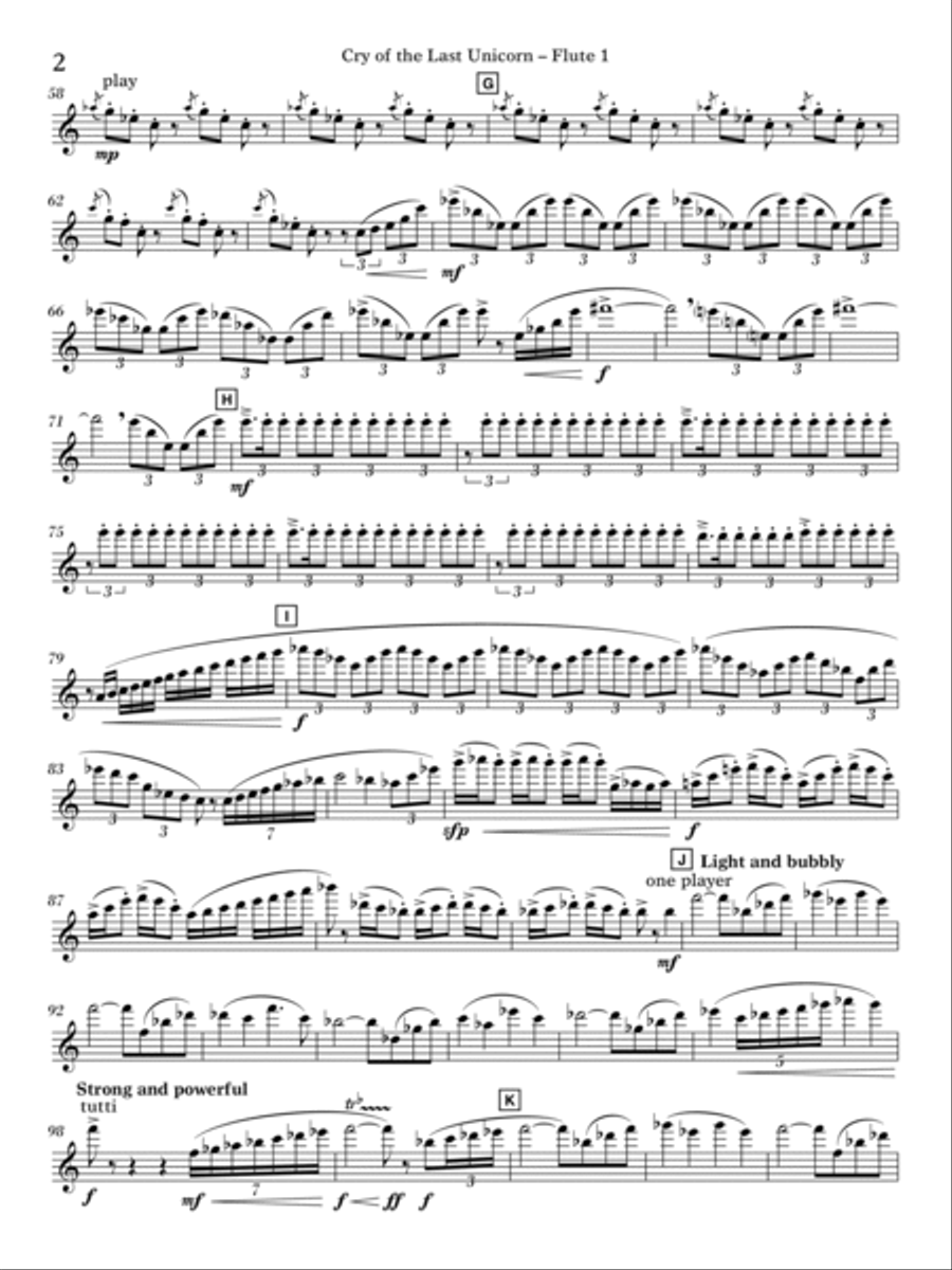 Cry Of The Last Unicorn - Flute 1 Concert Band scores gallery preview page 2