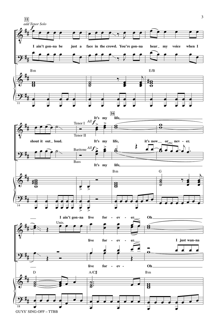 Guys' Sing-Off (from Glee) TTBB scores gallery preview page 2