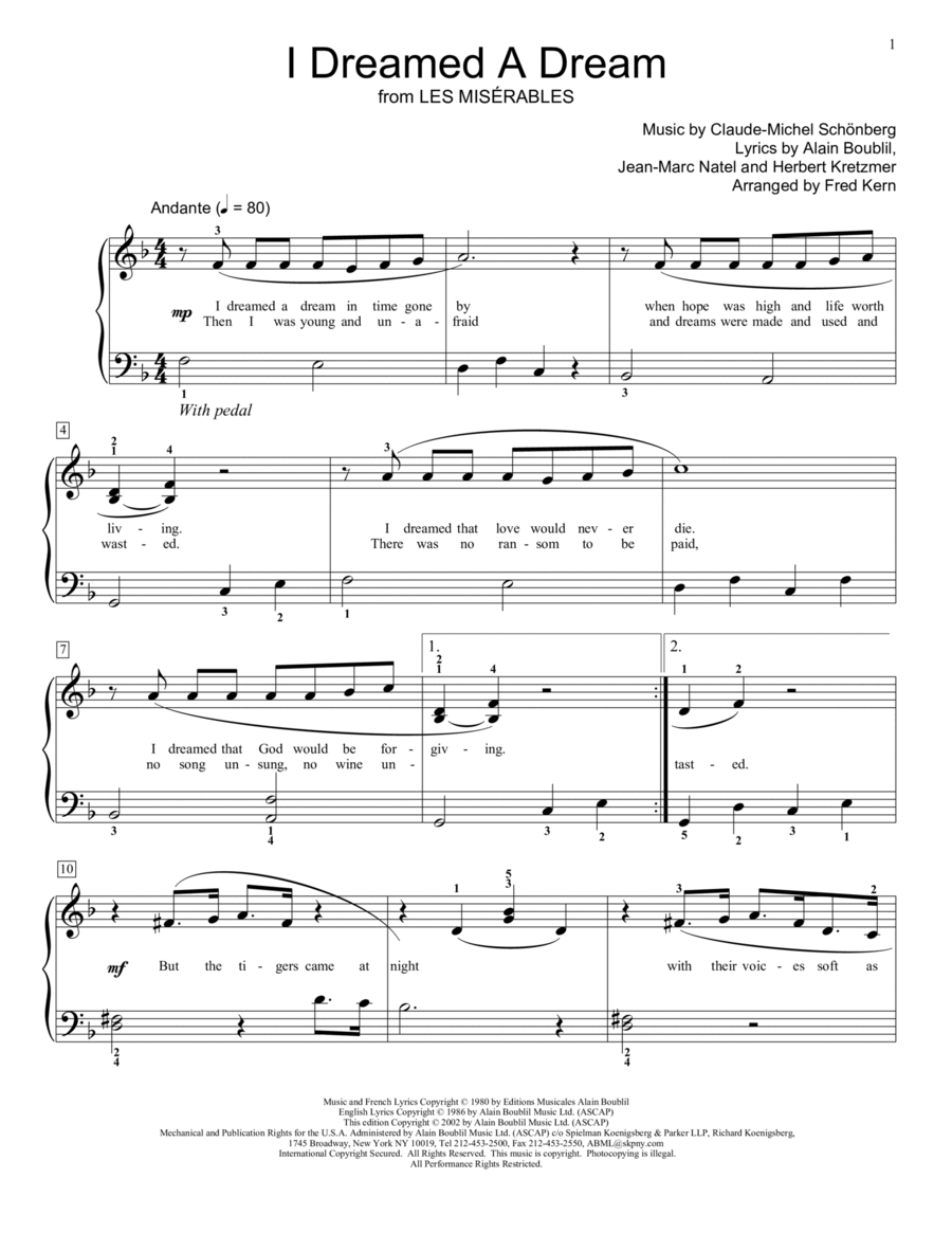 I Dreamed A Dream Piano Method scores gallery preview page 1
