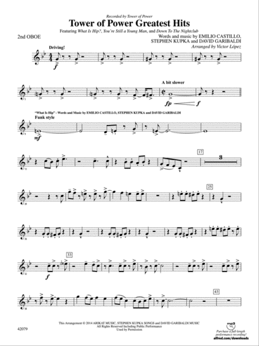 Tower of Power Greatest Hits: 2nd Oboe Full Orchestra scores gallery preview page 1