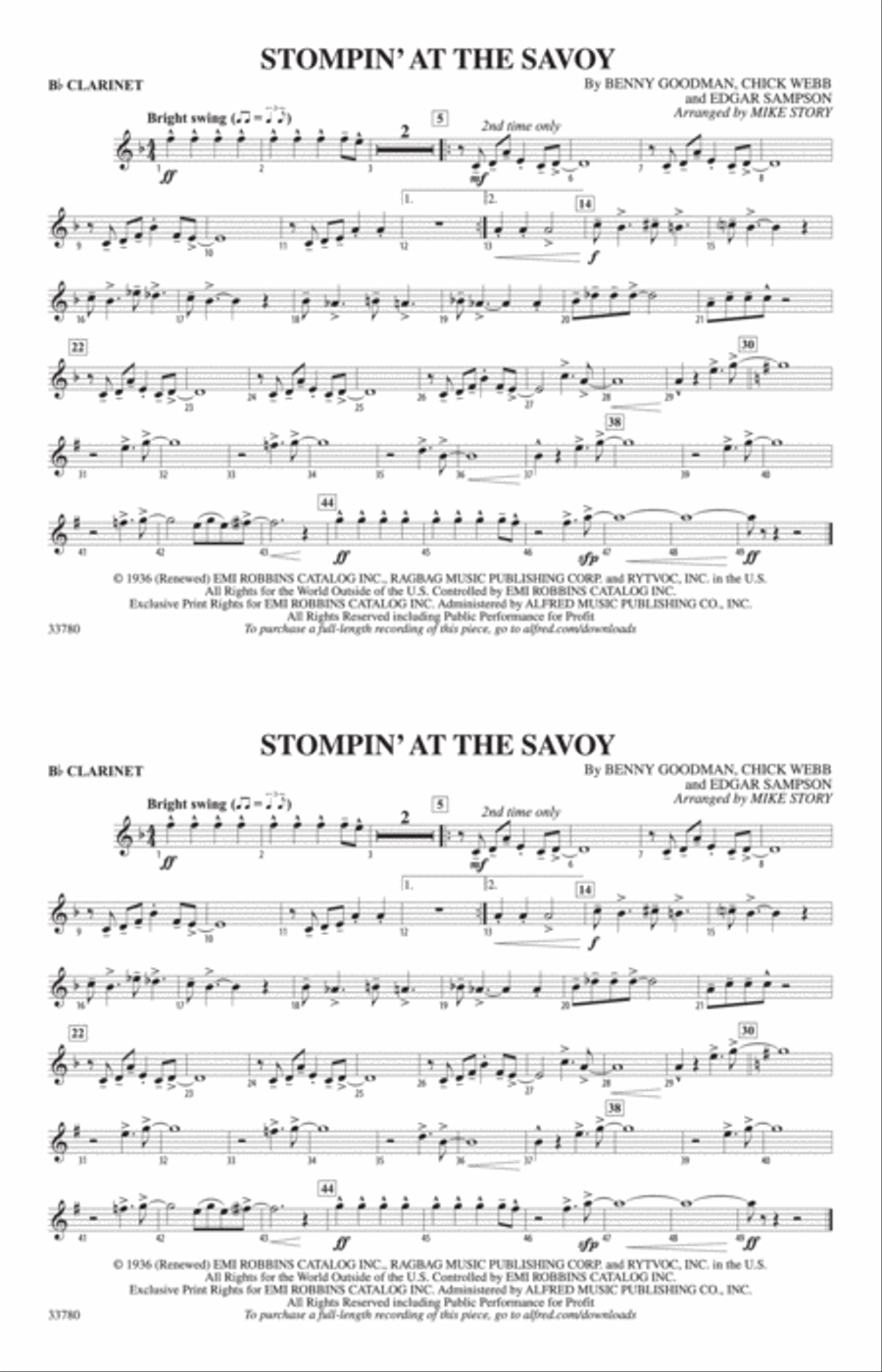 Stompin' at the Savoy: 1st B-flat Clarinet Marching Band scores gallery preview page 1