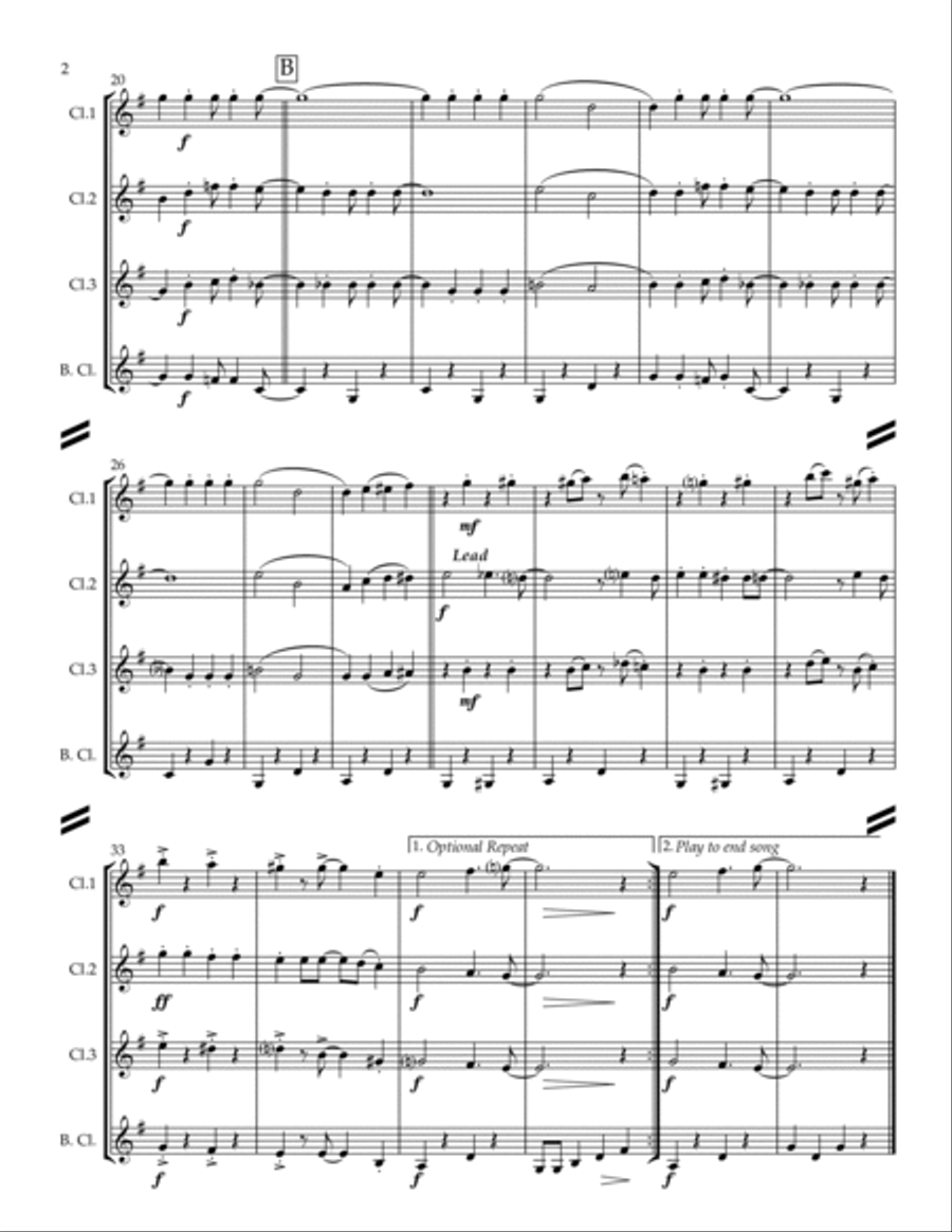 Sing-along Medley #3 (for Clarinet Quartet) Clarinet Quartet scores gallery preview page 3