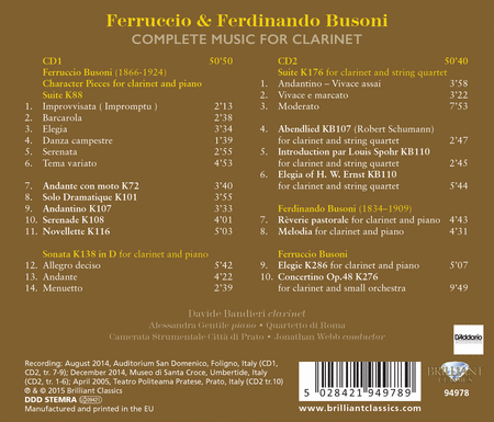 Ferrucio & Fernando Busoni: Complete Music for Clarinet