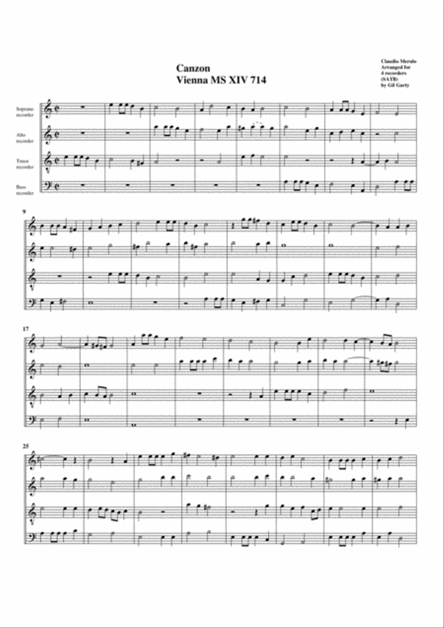 2 canzoni a4 (arrangement for 4 recorders) Recorder scores gallery preview page 6