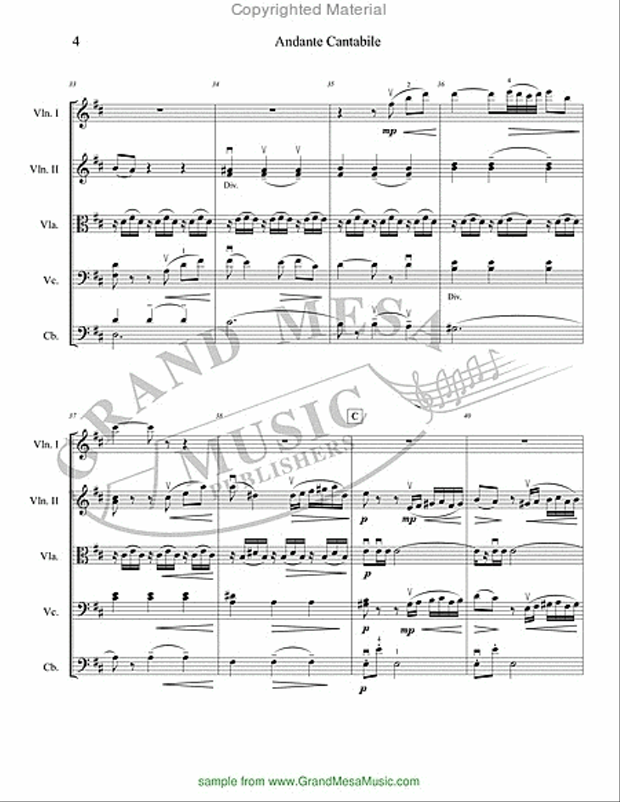 Andante Cantabile from Petite Symphony String Orchestra scores gallery preview page 5