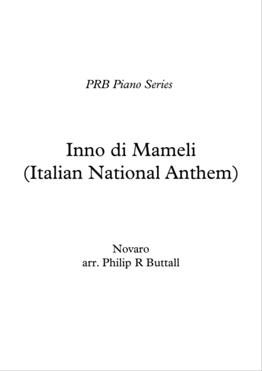 PRB Piano Series - 'Inno di Mameli': Italian National Anthem (Novaro) Piano Solo scores gallery preview page 1