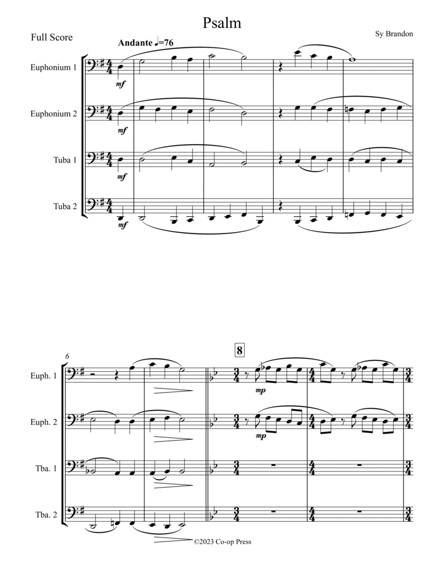 Psalm for Tuba/Euphonium Quartet image number null