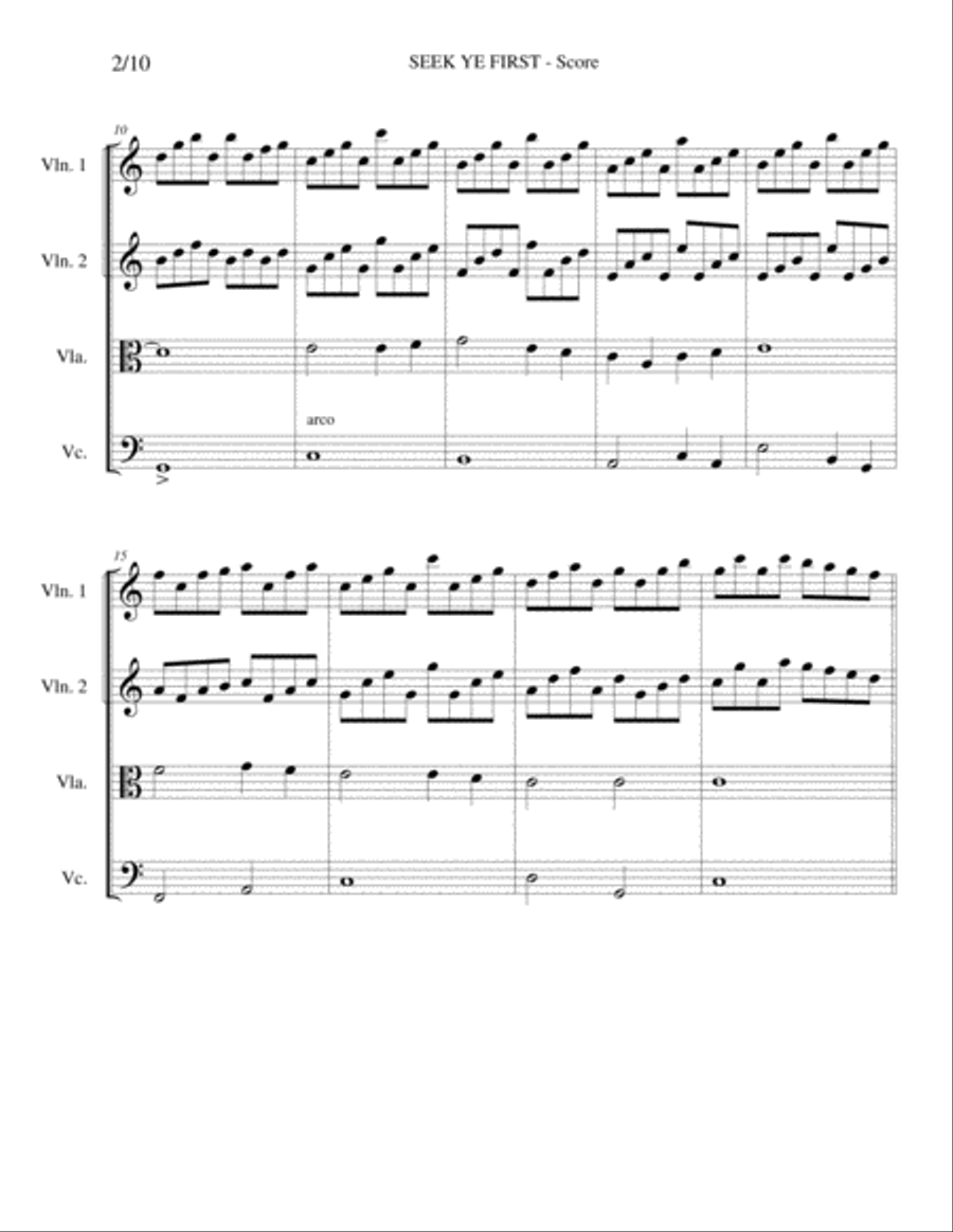 SEEK YE FIRST Maranatha Singers - Strings Quartet/Orchestra - Score + Set of Parts String Orchestra scores gallery preview page 2