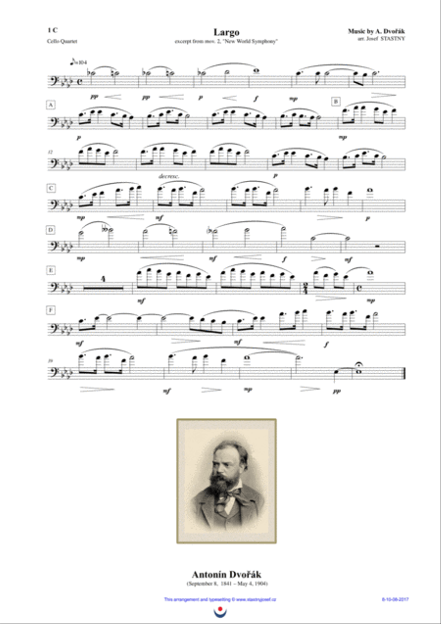Largo (Dvořák - New World Symphony) String Quartet scores gallery preview page 3