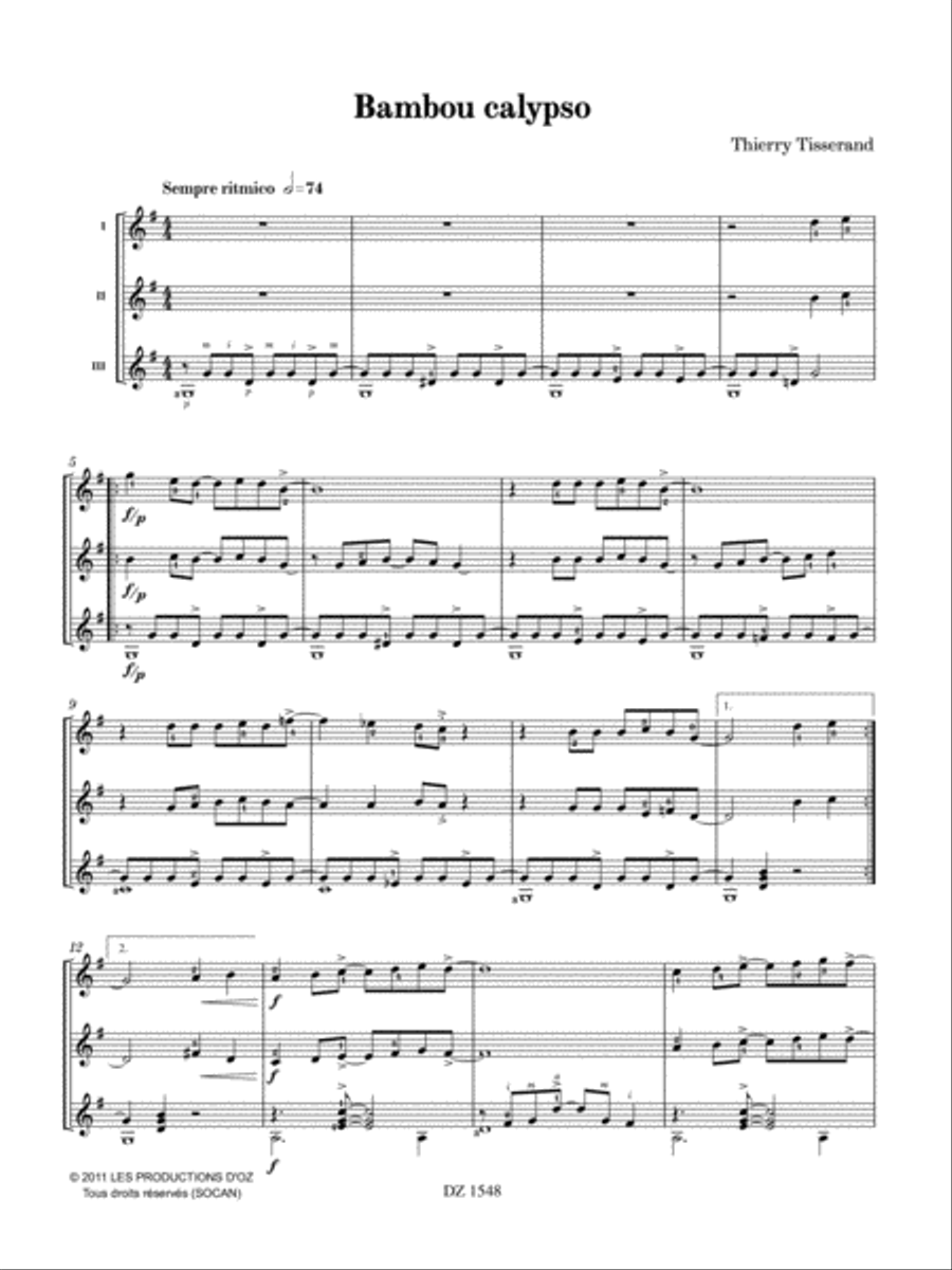 Bambou calypso, Habanera bohème Guitar Ensemble scores gallery preview page 3