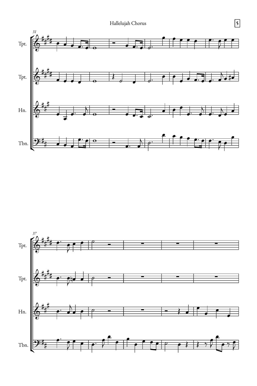 Hallelujah Chorus Brass Quartet scores gallery preview page 5