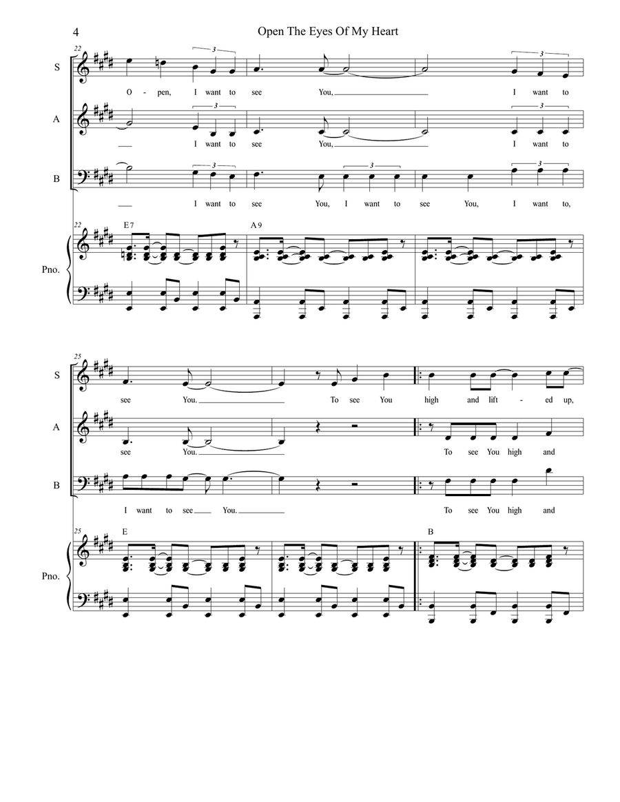 Open The Eyes Of My Heart 3-Part scores gallery preview page 4
