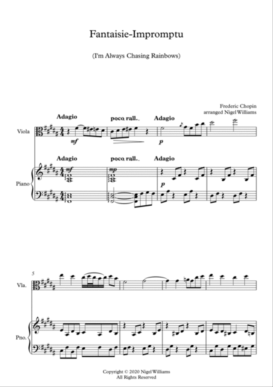 Fantaisie-Impromptu (I'm Always Chasing Rainbows), for Viola and Piano Piano scores gallery preview page 2
