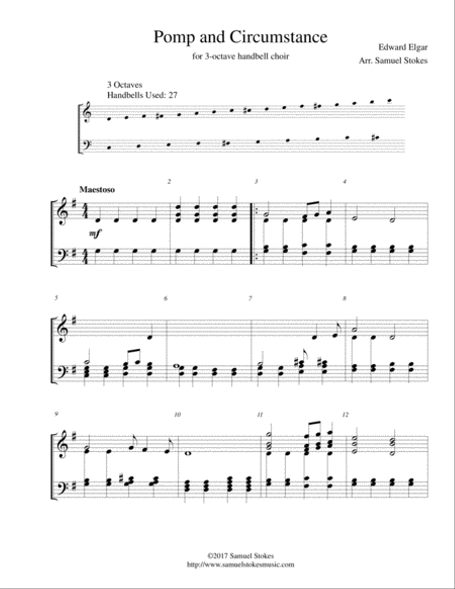 Pomp and Circumstance - for 3-octave handbell choir 3-Octaves scores gallery preview page 1