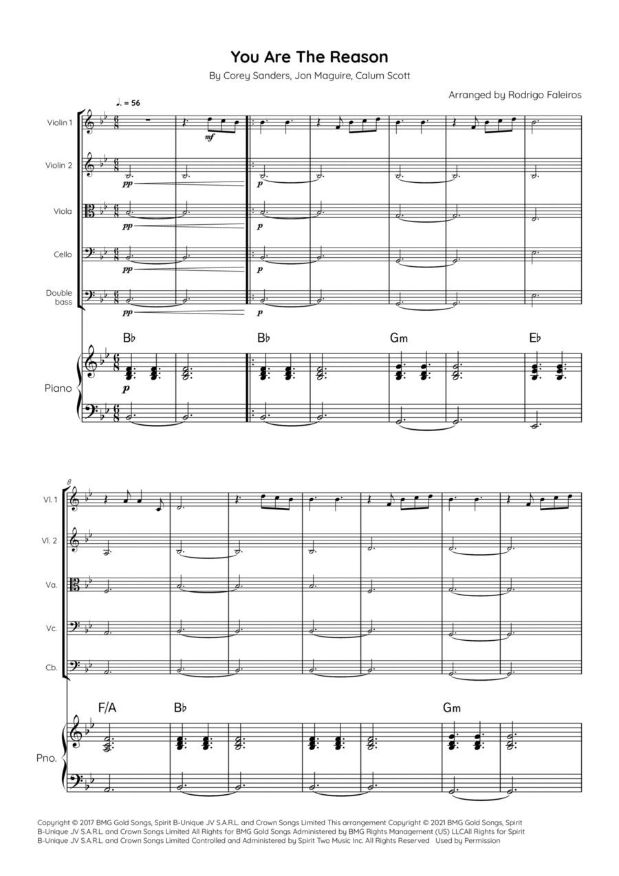 You Are The Reason String Quintet scores gallery preview page 1