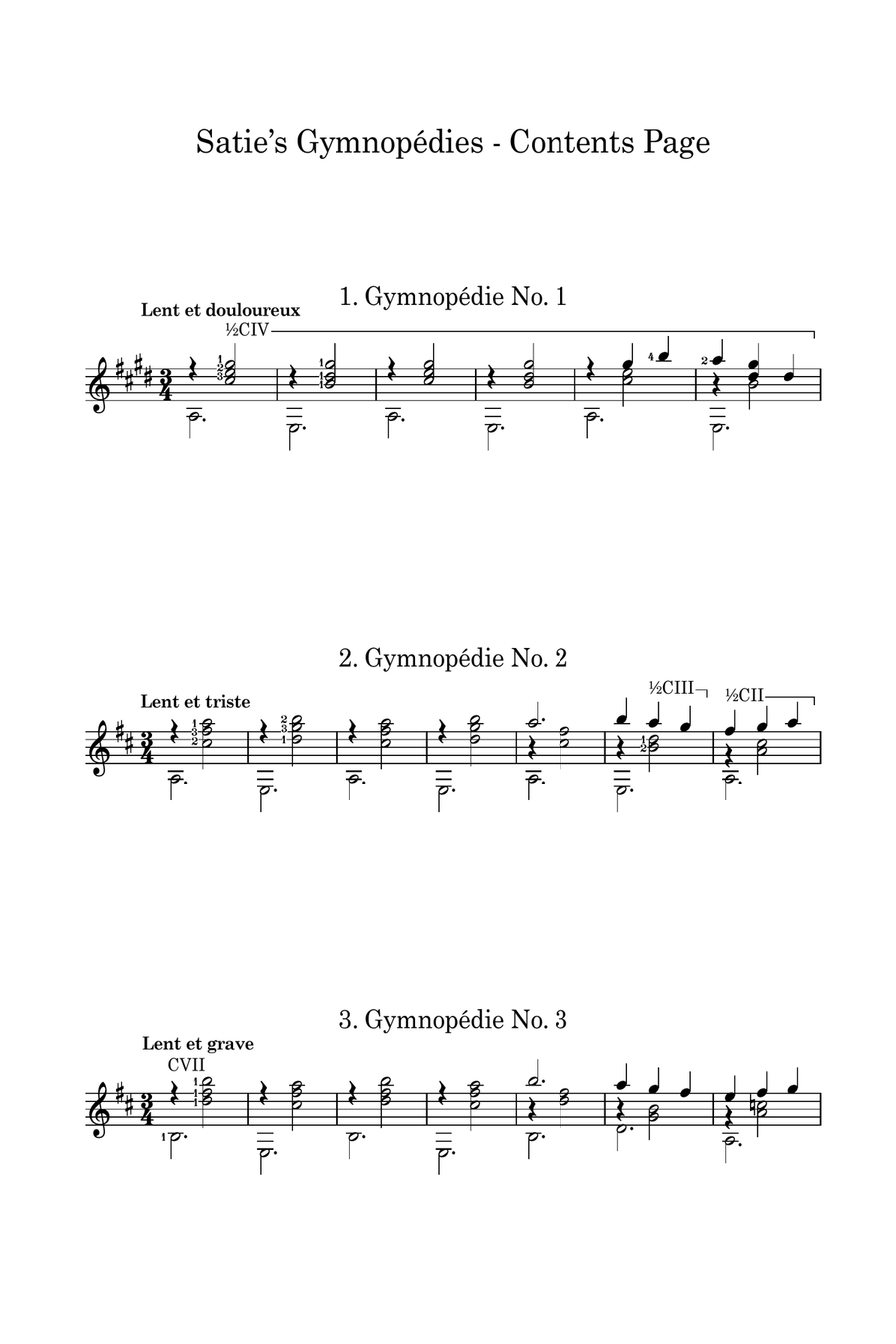 Gymnopédies 1-3 for Classical Guitar - 3 easy arrangements Acoustic Guitar scores gallery preview page 4
