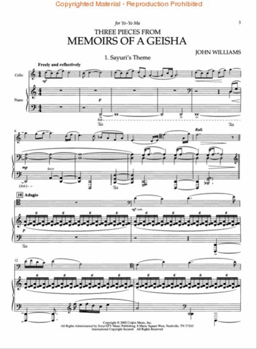 Three Pieces from Memoirs of a Geisha Piano Accompaniment scores gallery preview page 2