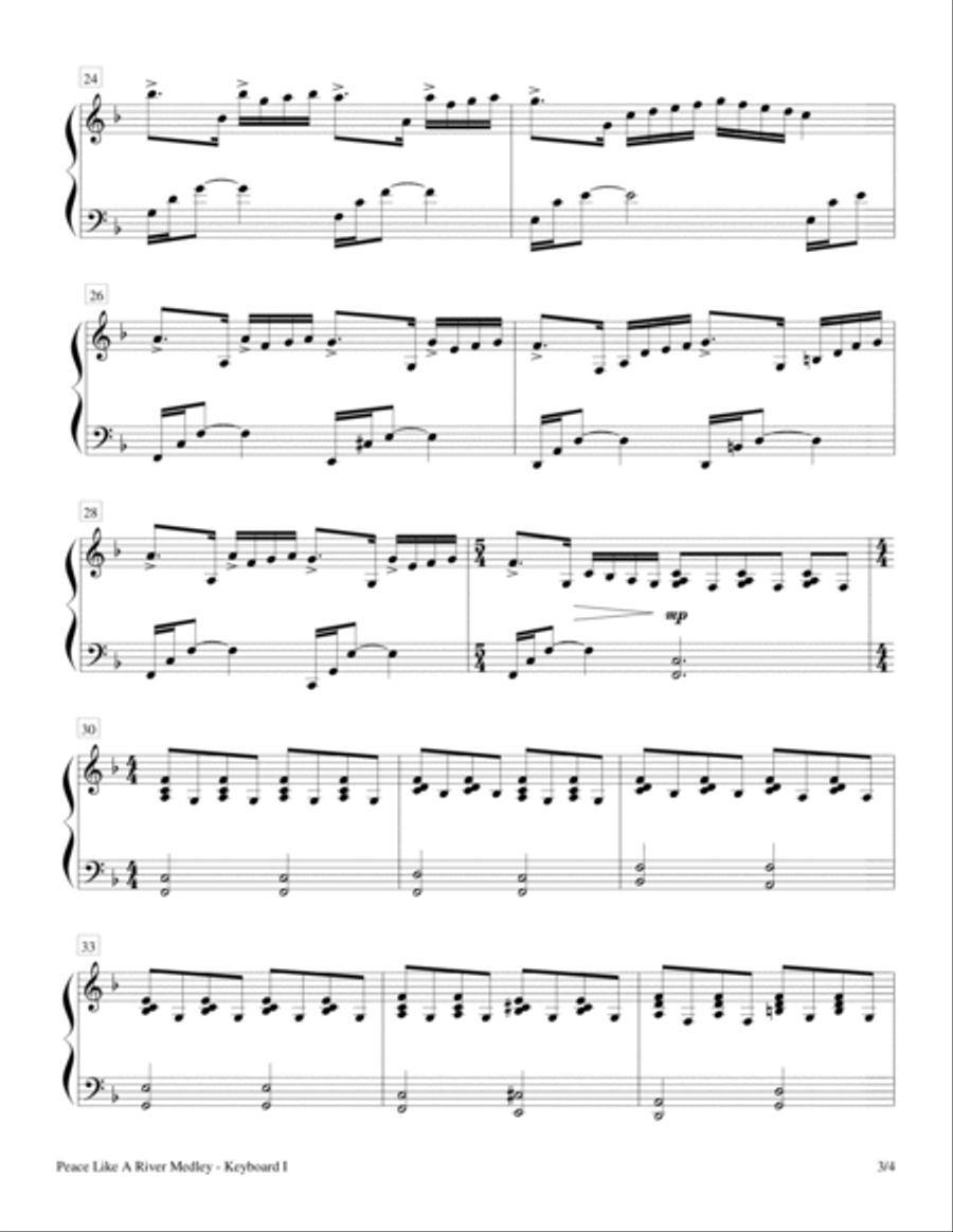 Peace Like A River Medley (Keyboard Duet - 2 Pianos, 4 Hands) 2 Pianos, 4-Hands scores gallery preview page 3