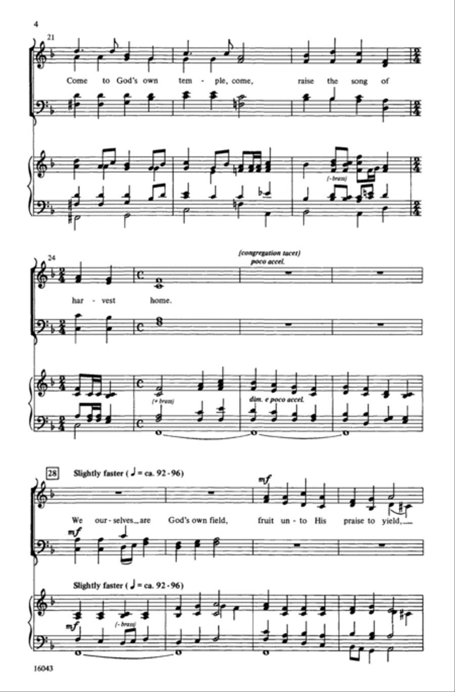 Come, Ye Thankful People, Come 4-Part scores gallery preview page 4
