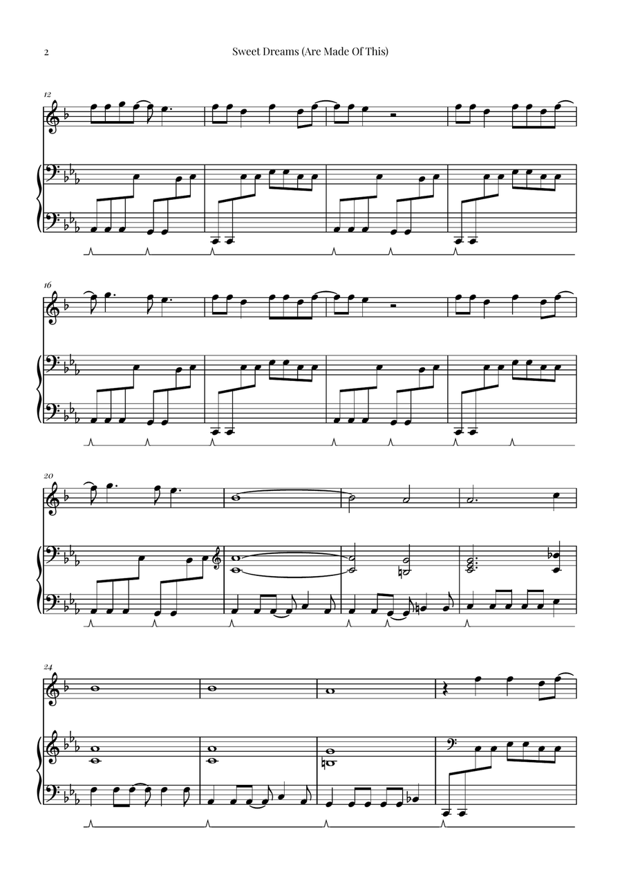 Sweet Dreams (Are Made Of This) B-Flat Clarinet scores gallery preview page 2